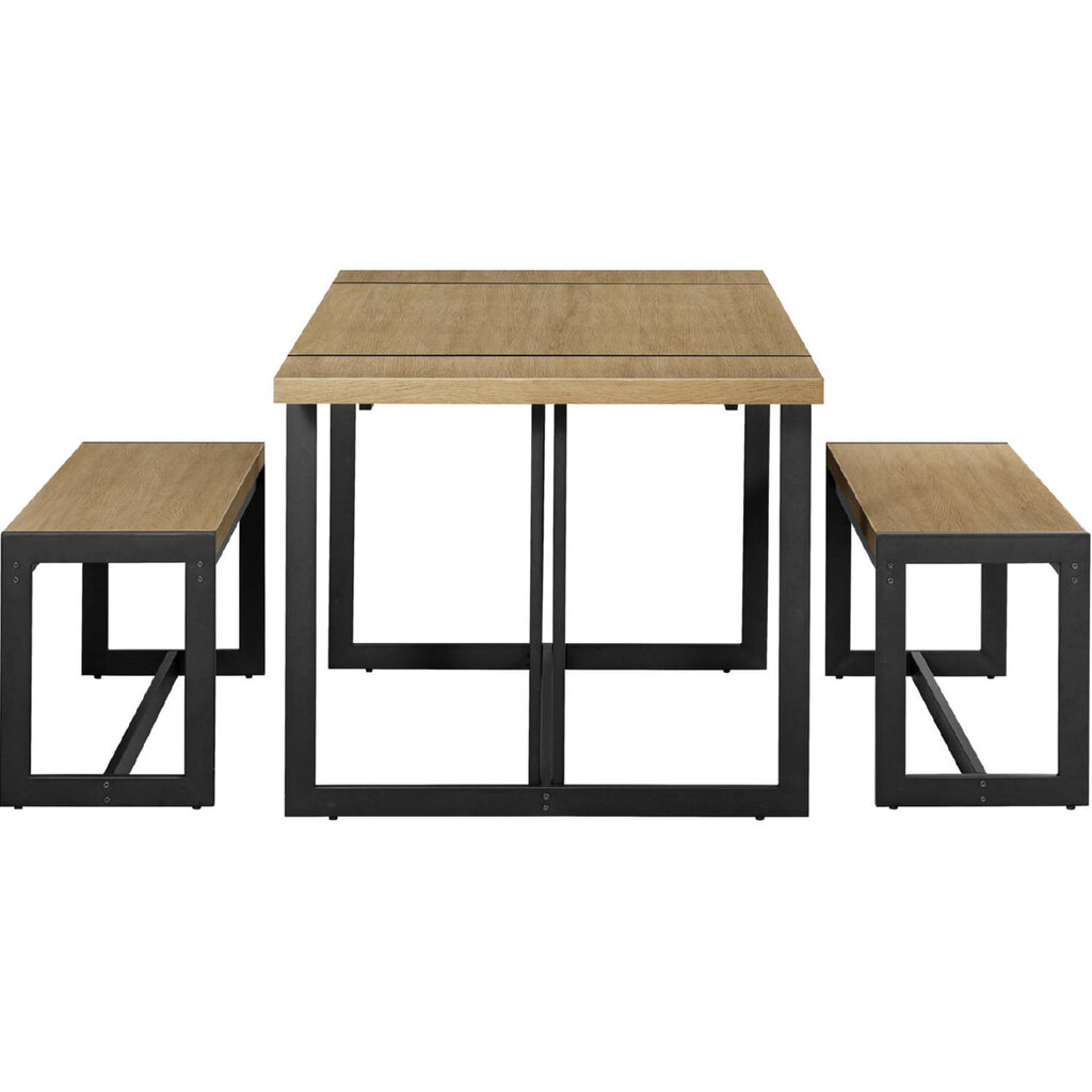 3-osaline komplekt Walker Edison Modern Coastal Oak/Black цена и информация | Söögilauakomplektid | kaup24.ee