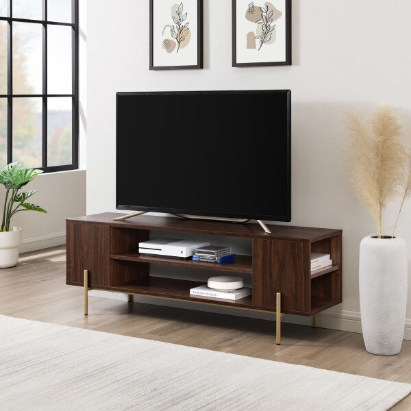 TV alus Walker Edison Modern Dark Walnut/Gold цена и информация | TV alused | kaup24.ee