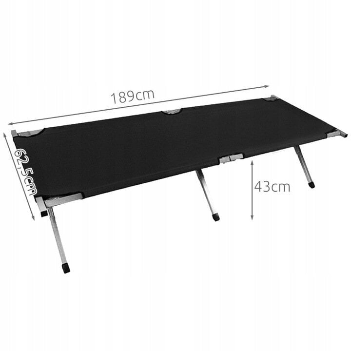 Kokkupandav voodi Trizand, 189x62,5x43 cm, must цена и информация | Matkamööbel | kaup24.ee