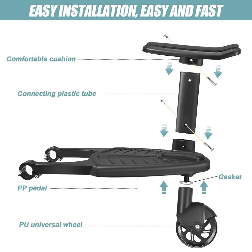 Vihir Buggy Board Kick Board Sobib Baby Joggerile, mille maksimaalne koormus on 25 kg. hind ja info | Vankrite tarvikud | kaup24.ee