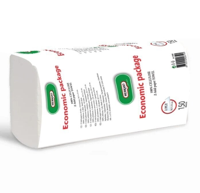 Paberrätikud Merkant, Z-Fold, 2-kihiline, 150 lehte, 20.5 x 23 cm цена и информация | WC-paber, majapidamispaber | kaup24.ee