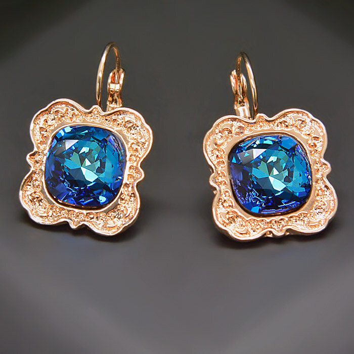 Naiste kõrvarõngad Diamond Sky „Nostalgia III (Bermuda Blue)“ koos Swarovski kristallidega hind ja info | Kõrvarõngad | kaup24.ee