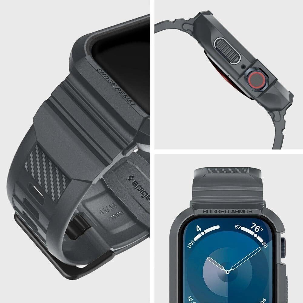 Spigen Rugged Armor Pro Case for Apple Watch 4 | 5 | 6 | 7 | 8 | 9 | SE (44 | 45 mm) - Dark Gray цена и информация | Nutikellade ja nutivõrude tarvikud | kaup24.ee