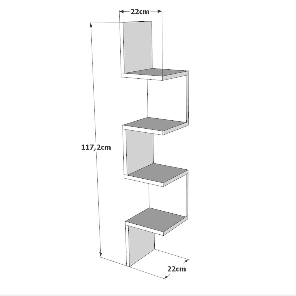 Seinariiul Asir, 22x117,2x22cm, hall hind ja info | Riiulid | kaup24.ee