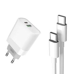 Адаптер питания 18 Вт USB + USB-C 3.0A + кабель USB-C - USB-C цена и информация | Зарядные устройства для телефонов | kaup24.ee