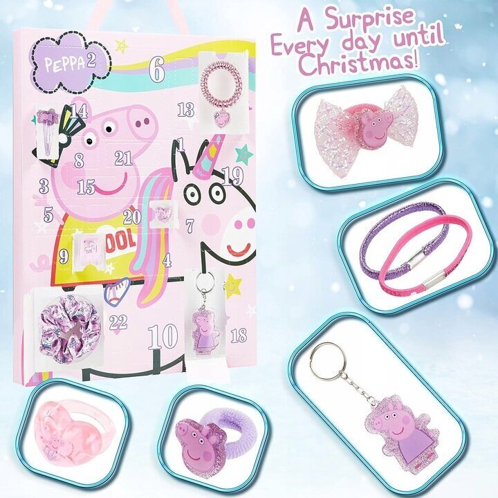 Advendikalender Peppa Pig Ehted ja juukseaksessuaarid, roosa, 24 tk цена и информация | Tüdrukute mänguasjad | kaup24.ee