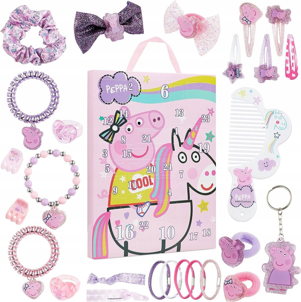 Advendikalender Peppa Pig Ehted ja juukseaksessuaarid, roosa, 24 tk hind ja info | Tüdrukute mänguasjad | kaup24.ee