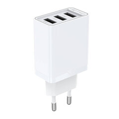 Wall charger 3x USB Vention FEAW0-EU, 2.4A, 12W (white) цена и информация | Зарядные устройства для телефонов | kaup24.ee