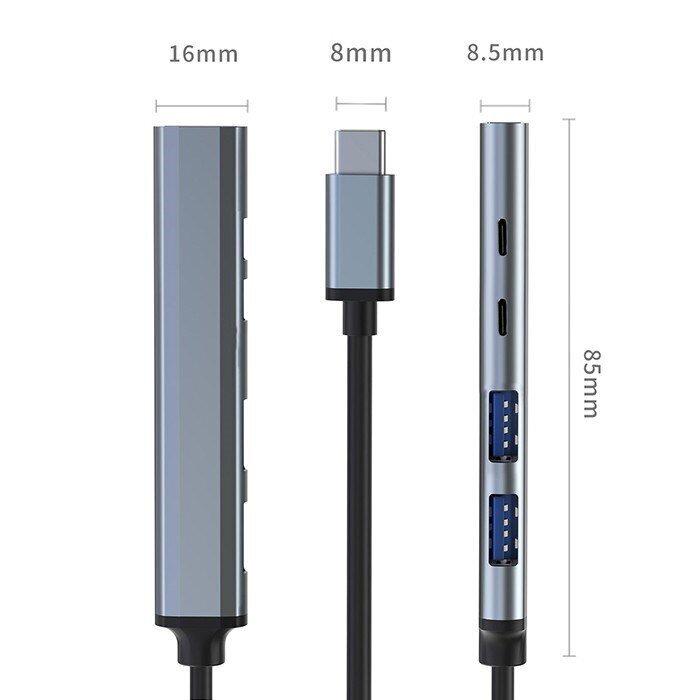 Qoltec 5in1 53790 цена и информация | USB jagajad, adapterid | kaup24.ee