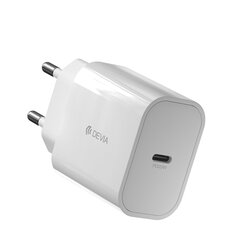 Devia wall charger Smart PD 20W 1x USB-C white + Lightning - USB-C cable V2 цена и информация | Зарядные устройства для телефонов | kaup24.ee