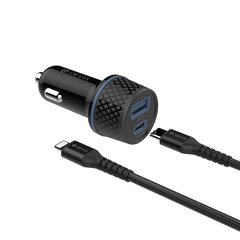 Devia car charger Extreme PD QC 1x USB-C 1x USB 52,5W black + USB-C - Lightning cable цена и информация | Зарядные устройства для телефонов | kaup24.ee