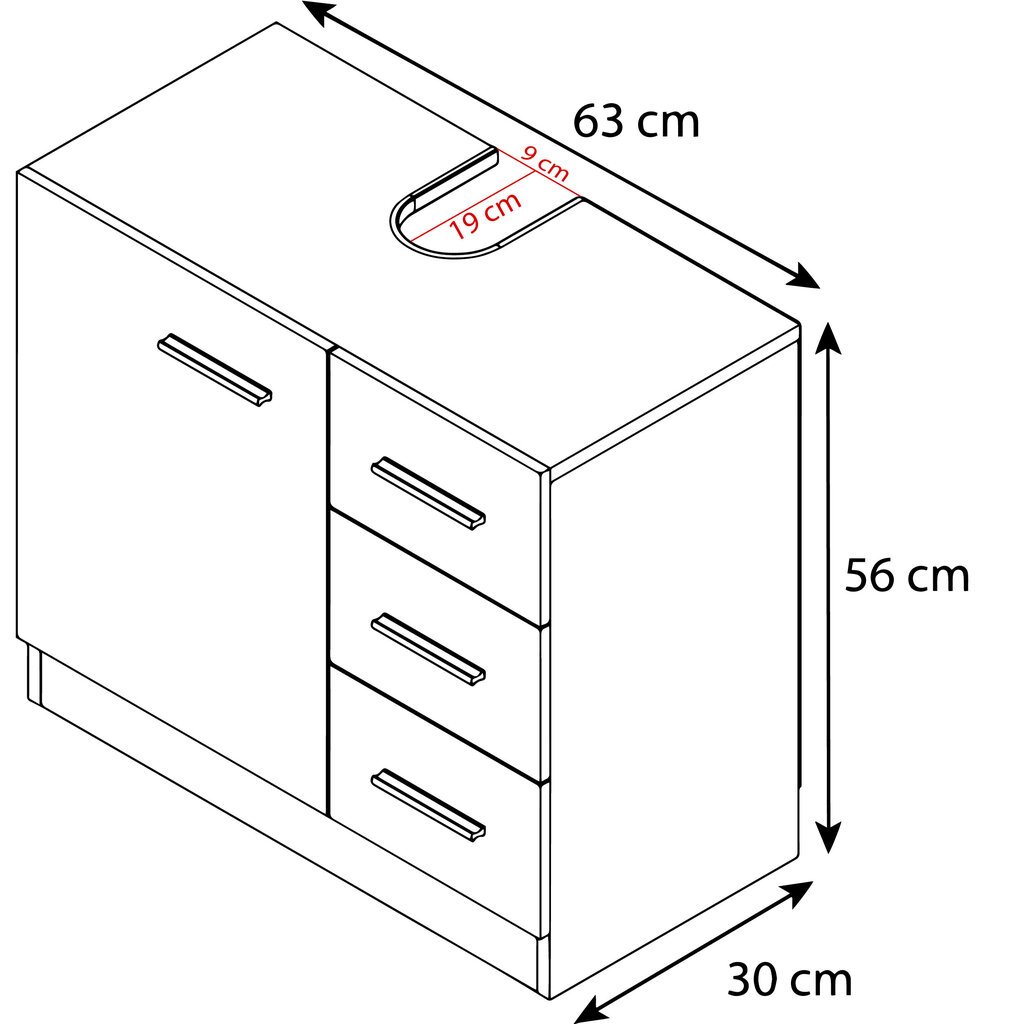 Valamualune kapp Zalo XL, valge/must hind ja info | Vannitoakapid | kaup24.ee