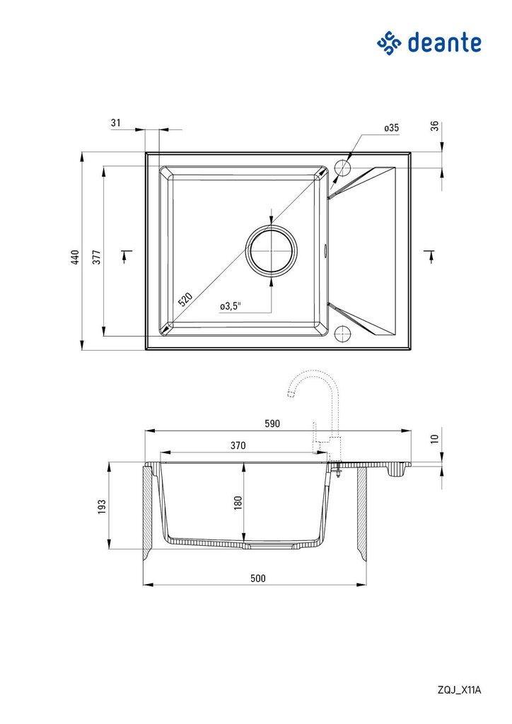 Deante graniidist köögivalamu Deante Evora ZQJ_T11A, Anthracite Metallic цена и информация | Köögivalamud | kaup24.ee