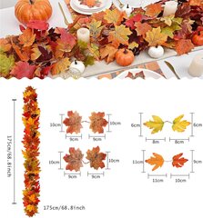 Искусственная гирлянда Осенние листья, 175 см, 2 шт. цена и информация | Принадлежности для флористики | kaup24.ee