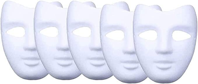 Värvitav paberist mask DIY "Face", 5 tk цена и информация | Karnevali kostüümid | kaup24.ee