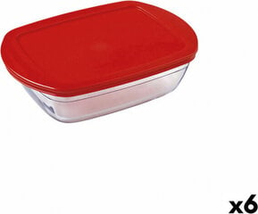 Прямоугольная коробочка для завтрака с крышкой Ô Cuisine Cook & Store Красный 400 ml 17 x 10 x 5 cm Силикон Cтекло (6 штук) цена и информация | Посуда для хранения еды | kaup24.ee