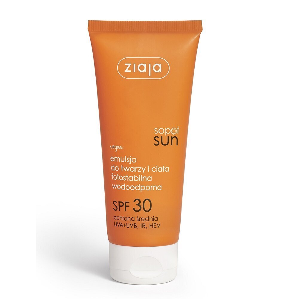 Päikesekaitse emulsioon Ziaja Sopot Sun SPF30, 100 ml hind ja info | Päikesekreemid | kaup24.ee