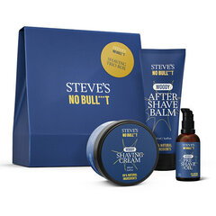 Raseerimiskomplekt Steve´s No Bull***T Shaving Trio Gift Set meestele: raseerimiseelne õli, 50 ml + raseerimiskreem, 100 ml + raseerimisjärgne palsam, 100 ml цена и информация | Косметика и средства для бритья | kaup24.ee