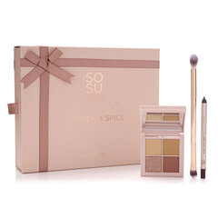 Декоративный косметический набор Sosu Shimmer And Spice: палитра теней для век Nude 1.2x4 г, + коричневый карандаш для глаз, 1.1 г + кисть для глаз цена и информация | Sosu Cosmetics Духи, косметика | kaup24.ee