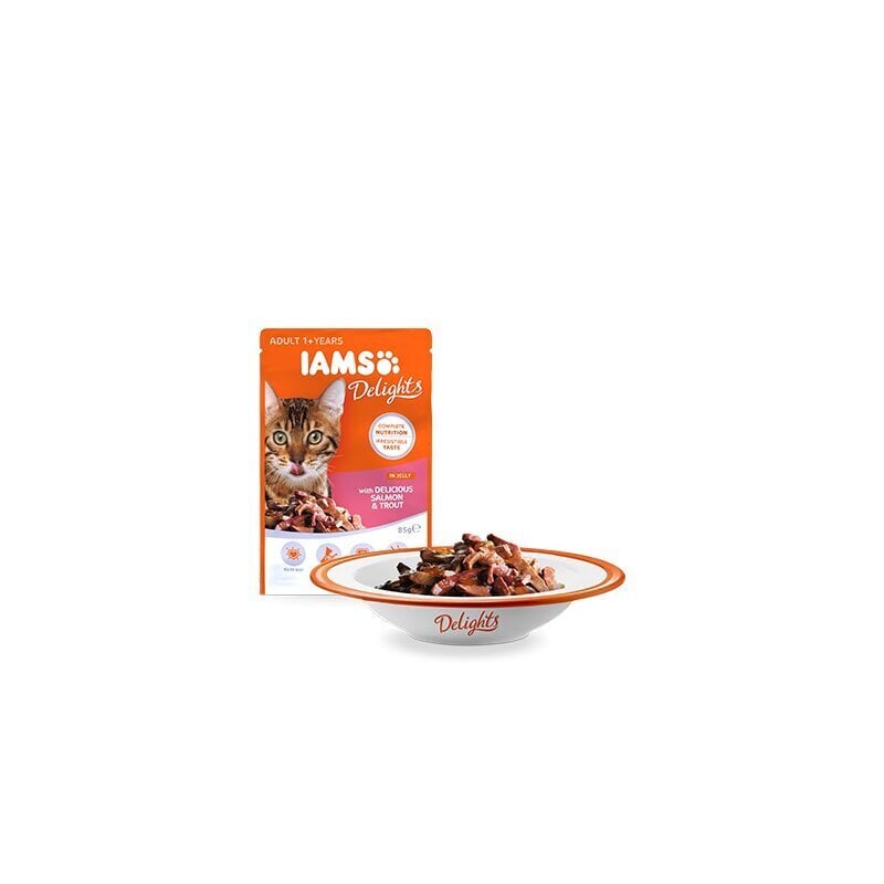 IAMS Adult Cat lõhe ja forelliga, 85 g hind ja info | Konservid kassidele | kaup24.ee