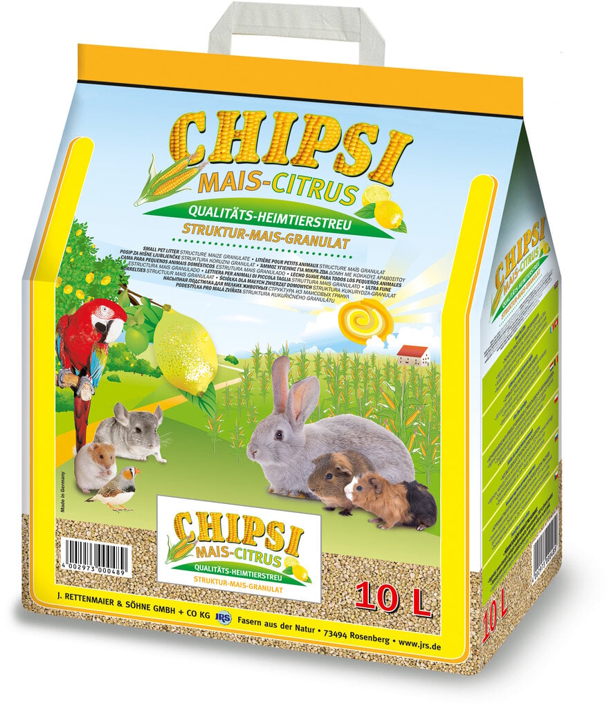 Chipsi sidrunilõhnaline maisiallapanu väikeloomadele 10L hind ja info | Põhk ja hein väikeloomadele | kaup24.ee
