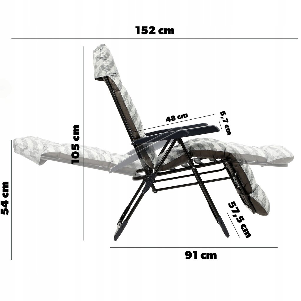 Kokkupandav tool-lamamistool Kadax Zigzak, 152 x 54 cm, hall hind ja info | Aiatoolid | kaup24.ee