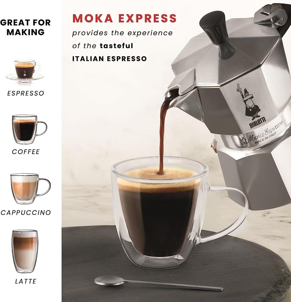 Bialetti Moka Express espressokann, hall, 4 tassi hind ja info | Kohvimasinad | kaup24.ee