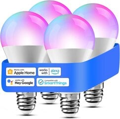 Merossi WLAN Smart Bulb for HomeKit WiFi - Hämardatav RGBWW LED mitmevärviline pirn, 4 tk цена и информация | Лампочки | kaup24.ee