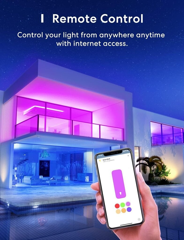 Merossi WLAN Smart Bulb for HomeKit WiFi - Hämardatav RGBWW LED mitmevärviline pirn, 4 tk hind ja info | Lambipirnid, lambid | kaup24.ee