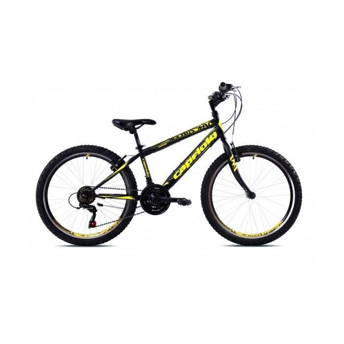 Noorte maastikuratas MTB RAPID 240 24"/18HT, must/kollane hind ja info | Jalgrattad | kaup24.ee