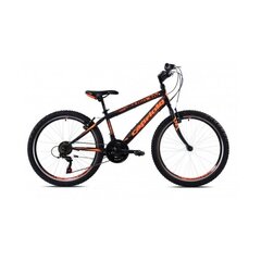 Noorte maastikuratas MTB Rapid 240 24"/18HT, must/oranž hind ja info | Jalgrattad | kaup24.ee