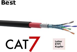 CAT 7 Laying Cable Cable Cable Cable Cable Кабель Black Outdoor UV за пределами 50 м цена и информация | Кабели и провода | kaup24.ee