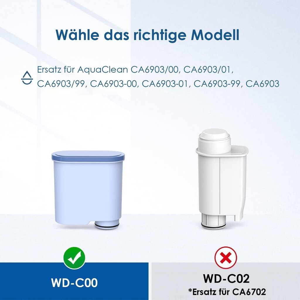 Waterdrop Philips AquaClean® veefiltri kassett 6tk CA6903 kohvimasinale цена и информация | Filterkannud ja filtrid | kaup24.ee