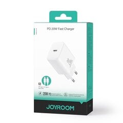 Сетевая зарядка Joyroom JR-TCF06 USB-C PD20W + USB-C to USB-C 1.0m cable белая цена и информация | Зарядные устройства для телефонов | kaup24.ee