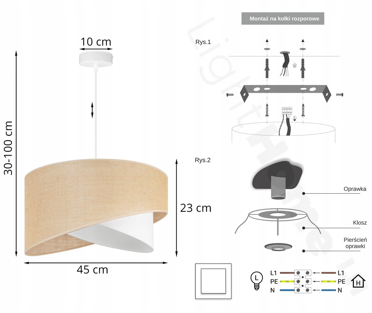 LightHome riputatav Jute hind ja info | Rippvalgustid | kaup24.ee