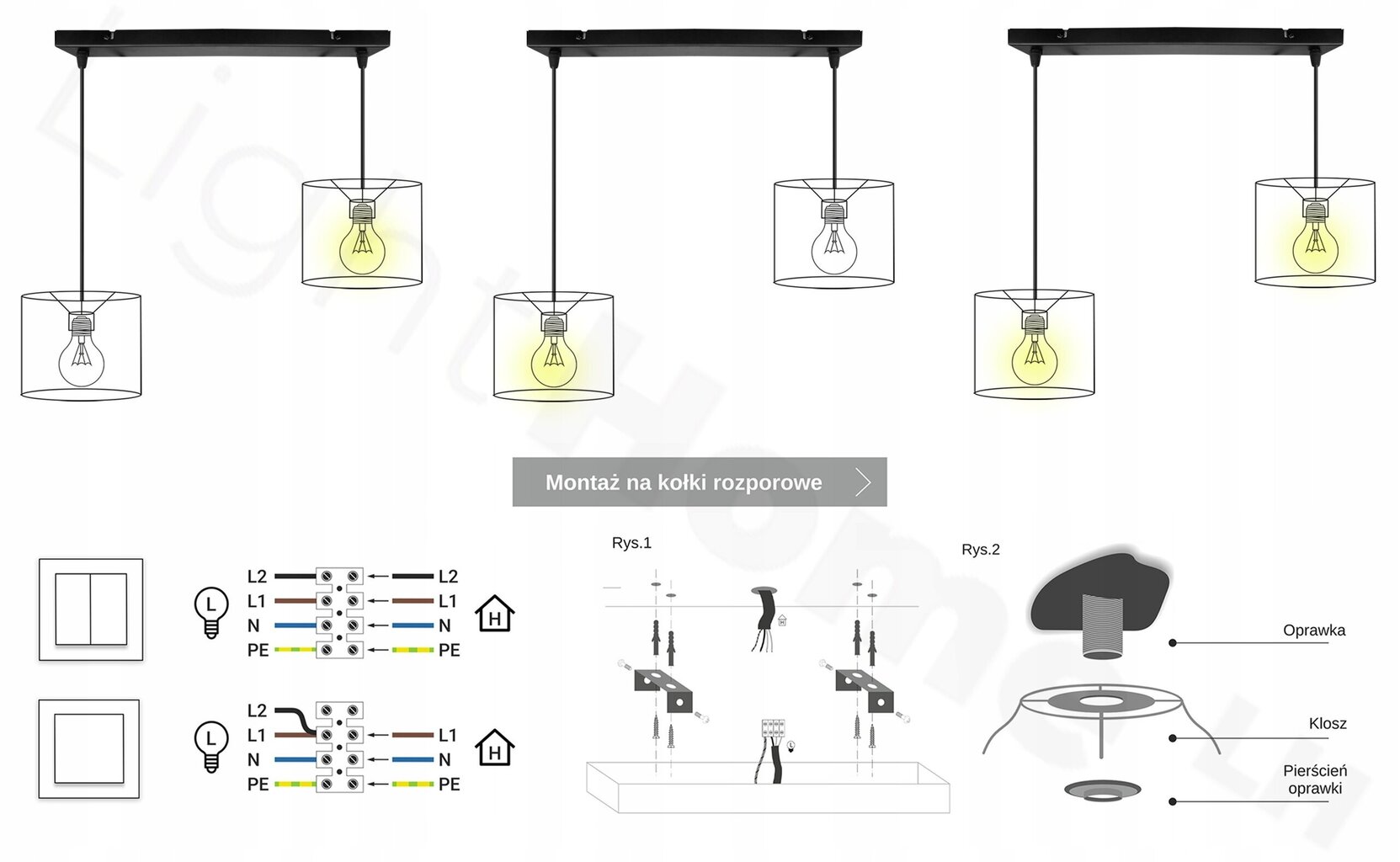 LightHome rippvalgusti Elegance Gold цена и информация | Rippvalgustid | kaup24.ee