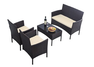 ZESTAW MEBLI RATTANOWYCH (SOFA, 2 FOTELE, ŁAWA) BRĄZ + KREM. POD. *1408 цена и информация | Комплекты уличной мебели | kaup24.ee