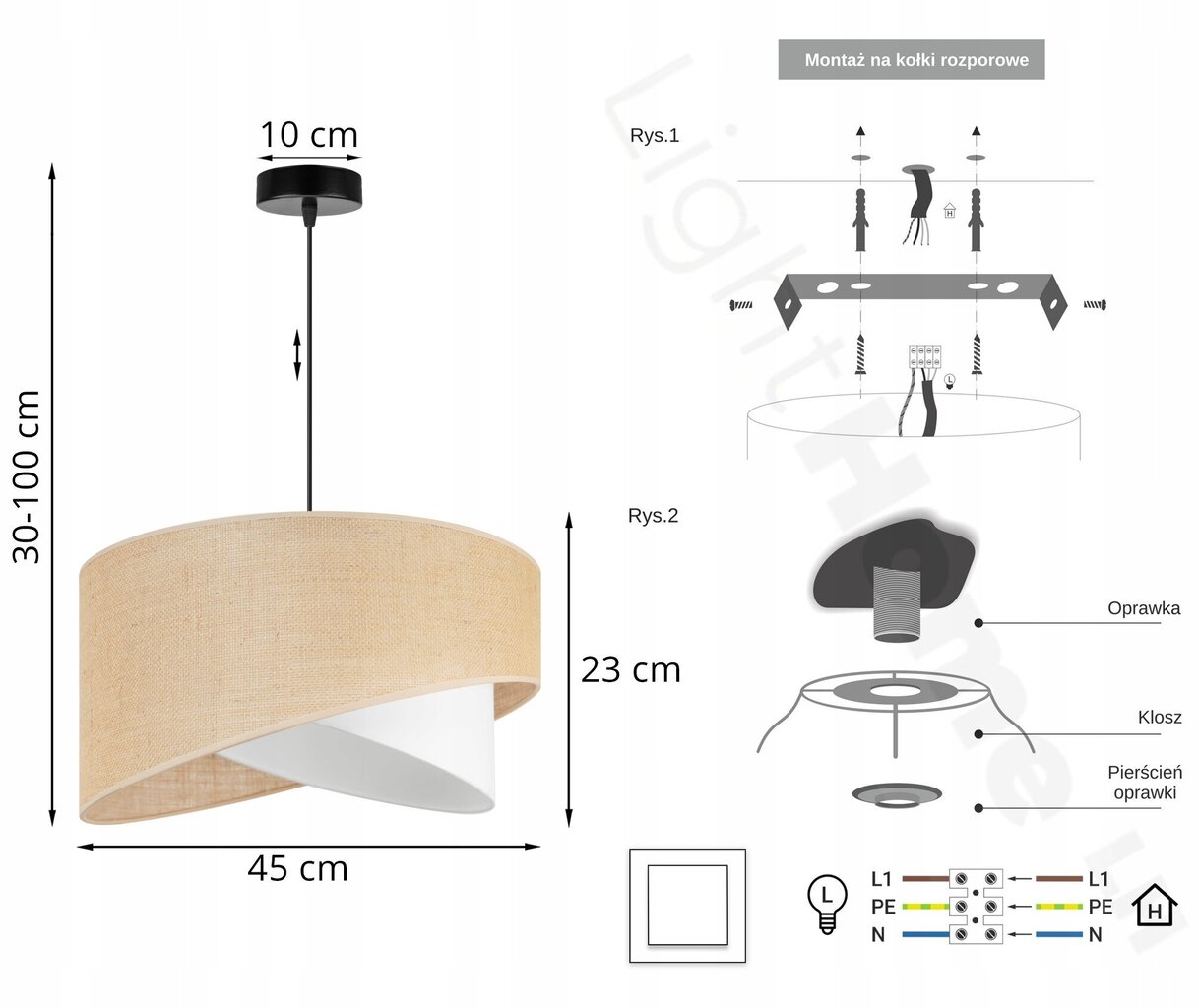 LightHome riputatav Jute hind ja info | Rippvalgustid | kaup24.ee