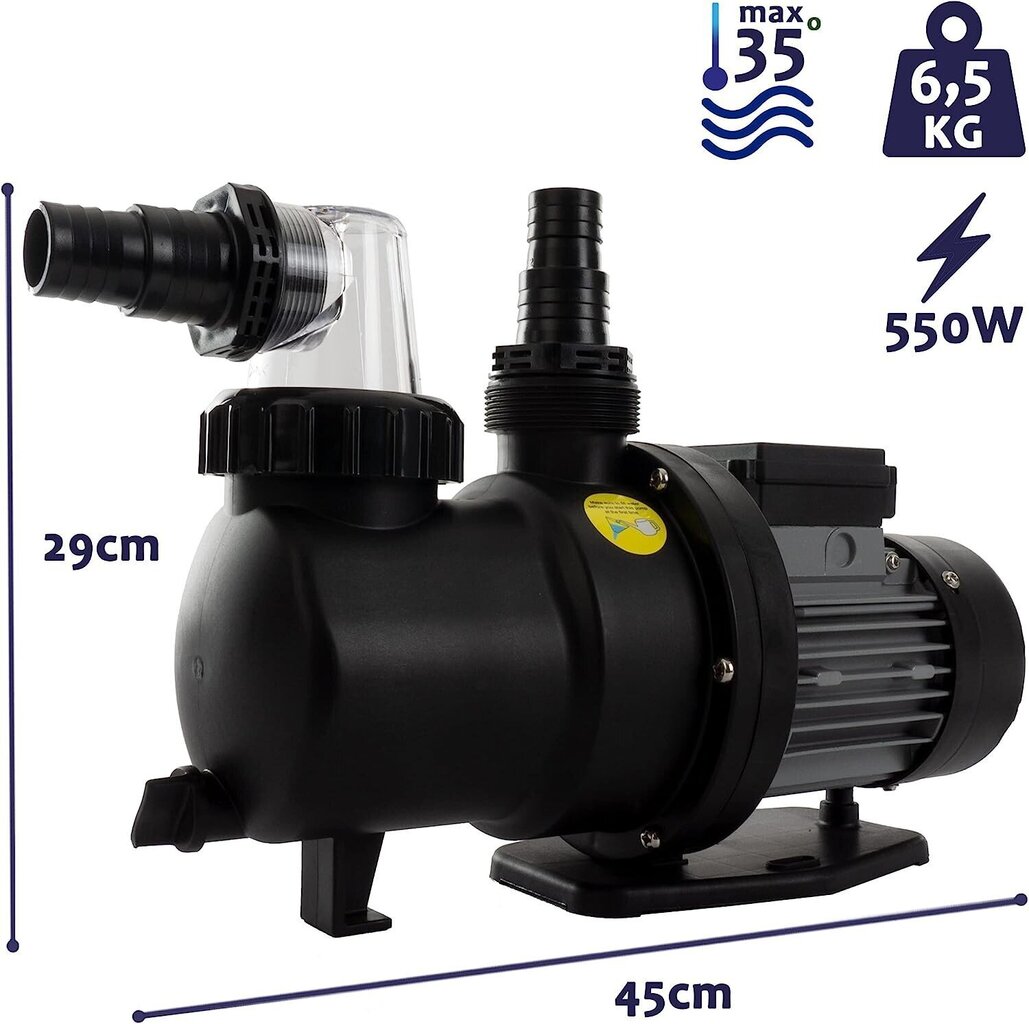 Liivafiltrisüsteemiga basseinipump, 250W, must hind ja info | Basseinitehnika | kaup24.ee