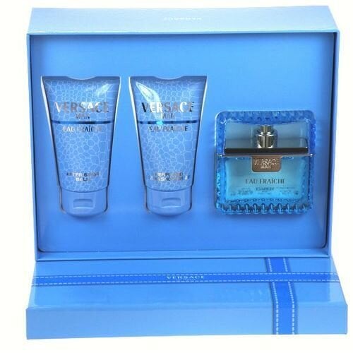 Versace Man Eau Fraiche Gift Set EDT 50 ml dušigeel + Man Eau Fraiche 50 ml + Raseerimisjärgne palsam Man Eau Fraiche 50 ml hind ja info | Meeste parfüümid | kaup24.ee