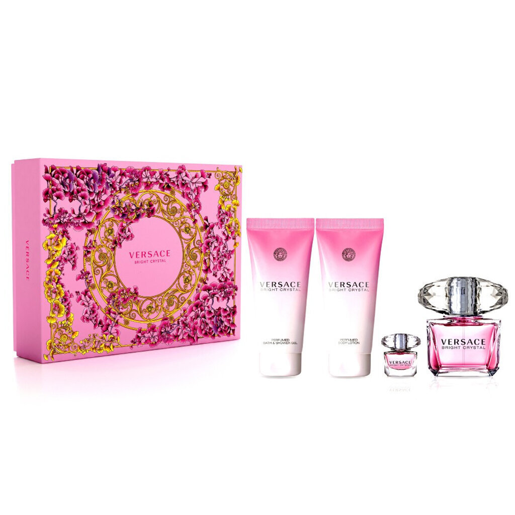 Kinkekomplekt Versace Bright Crystal naistele: eau de toilette EDT 90 ml + 5 ml + kehakreem 100 ml + dušigeel 100 ml hind ja info | Naiste parfüümid | kaup24.ee