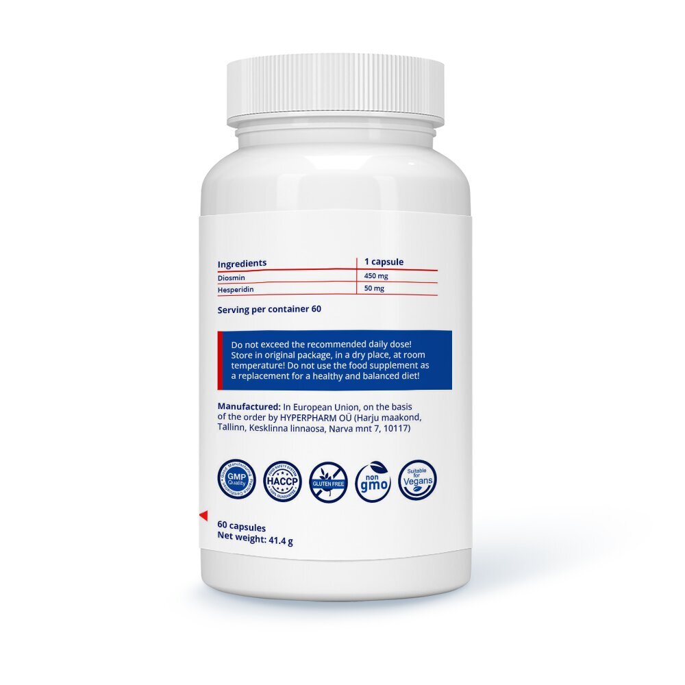 Toidulisand Stivits Diosmin 450 mg + Hesperidiin 50 mg, N60 hind ja info | Vitamiinid, toidulisandid, immuunsuse preparaadid | kaup24.ee