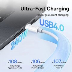 Baseus Superior Series 2 Fast Charging Cable USB-C|USB-C 240W 1m Moon White цена и информация | Borofone 43757-uniw | kaup24.ee