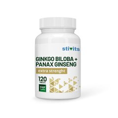Toidulisand Stivits Ginkgo Biloba + Panaxi ženšenn, Vegan Tabletid, N120 hind ja info | Vitamiinid, toidulisandid, immuunsuse preparaadid | kaup24.ee