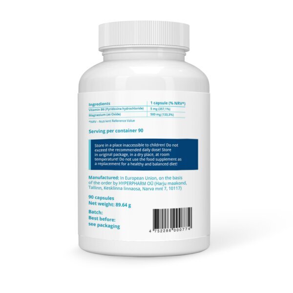 Toidulisand Stivits Magneesium 500mg + vitamiin B6, vegan kapslid, N90 hind ja info | Vitamiinid, toidulisandid, immuunsuse preparaadid | kaup24.ee