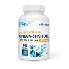 Toidulisand Stivits Kahekordne tugevus Omega-3 kalaõli 1000mg, millest 330 EPA ja 220 DHA kapslit, N90 hind ja info | Vitamiinid, toidulisandid, immuunsuse preparaadid | kaup24.ee