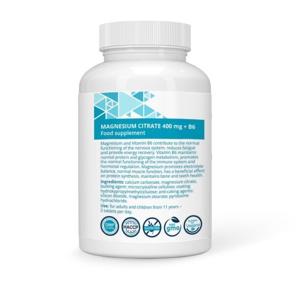 Toidulisand Stivits Magneesium (tsitraat) 400 mg + B6, vegan kapslid, N120 цена и информация | Vitamiinid, toidulisandid, immuunsuse preparaadid | kaup24.ee