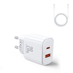 EU Joyroom JR-TCF05 20W USB-A USB-C charger + USB-C cable - white цена и информация | Зарядные устройства для телефонов | kaup24.ee