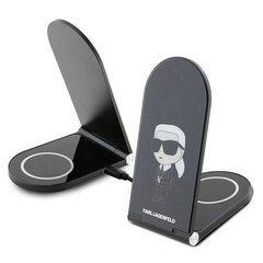 Karl Lagerfeld Ikonik MagSafe 15W inductive charger, foldable 2in1 - black цена и информация | Зарядные устройства для телефонов | kaup24.ee