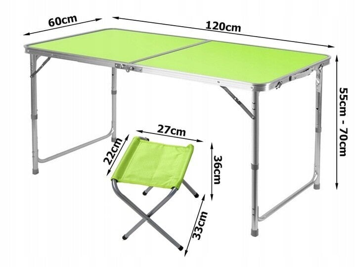 Turistilaud 4 tooliga 60x120x70 cm hind ja info | Matkamööbel | kaup24.ee